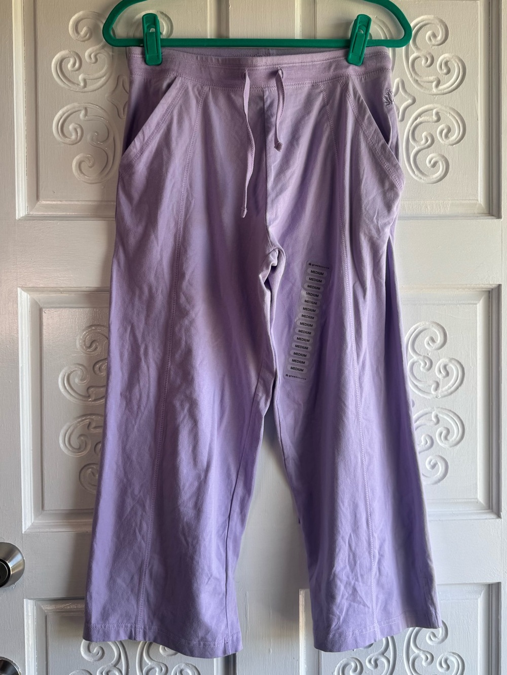 Lavender Drawstring Casual Capri Pants Greensource Organic Cotton Size M
